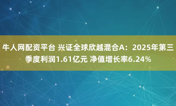 牛人网配资平台 兴证全球欣越混合A：2025年第三季度利润1.61亿元 净值增长率6.24%