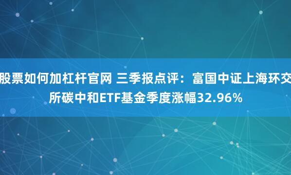 股票如何加杠杆官网 三季报点评：富国中证上海环交所碳中和ETF基金季度涨幅32.96%
